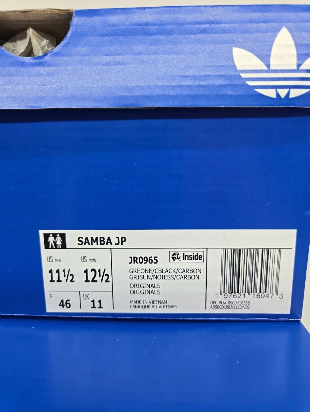 Adidas Men's Samba JP JR0965 Grey Black Carbon Shoes Size 11.5 - Picture 8 of 8